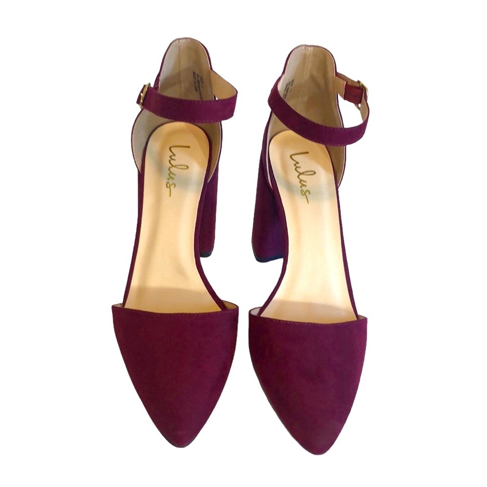 Lulus dress shoes size 11 cherry red  pointy toe block chunky heel 4 inch.​
